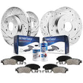Detroit Axle - Brake Kit for 2006-2013 Mazda 3 2010-2013 3 Sport, Front & Rear Drilled & Slotted Disc Brake Rotors Ceramic Brake